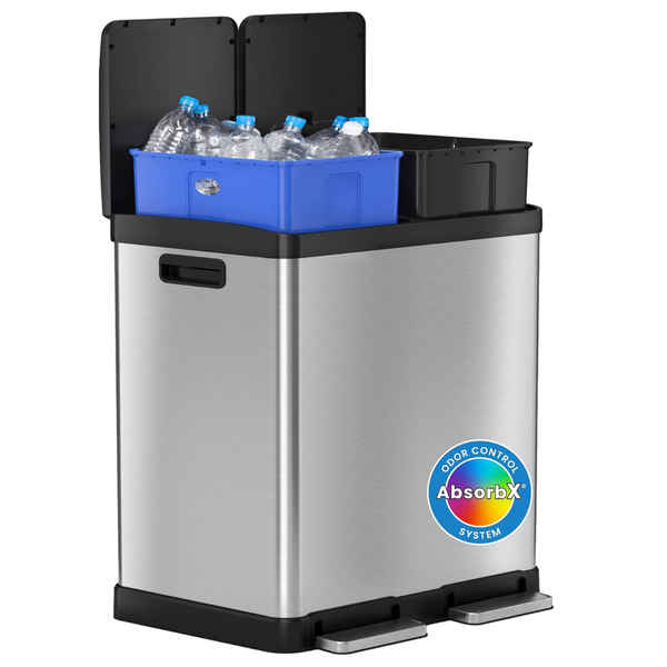 ITouchless SoftStep 16-Gallon step Trash Can With Removable Buckets