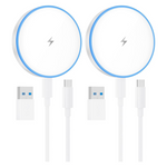 2-Pack MagSafe 15W Magnetic Wireless Fast Charging Pad With Dual Ports