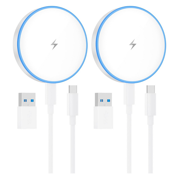 2-Pack MagSafe 15W Magnetic Wireless Fast Charging Pad With Dual Ports