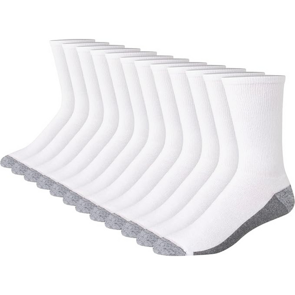 12-Pack Hanes Men's Max Cushioned Crew Socks