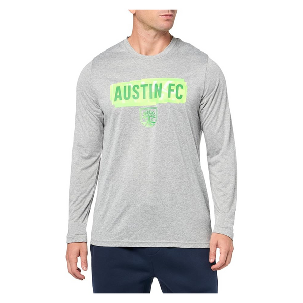 adidas Men's Long Sleeve Pre-Game T-Shirt (Medium Grey Heather/Austin FC)
