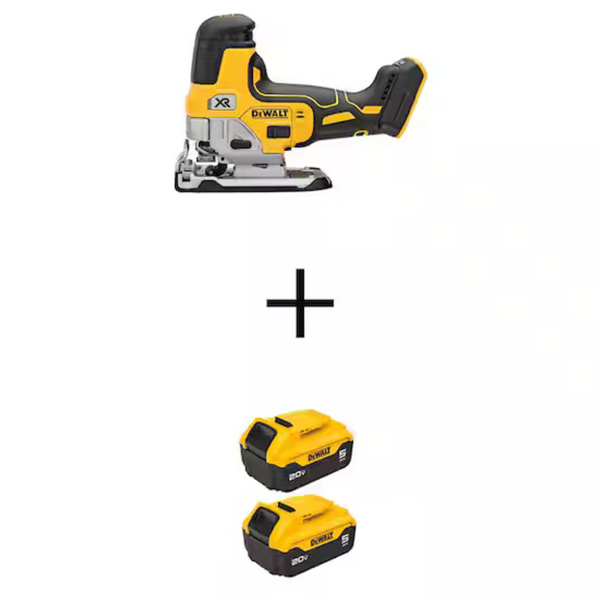 DeWalt DCS335B 20V Cordless Barrel Grip Jig Saw + (2) 5.0Ah Battery Packs