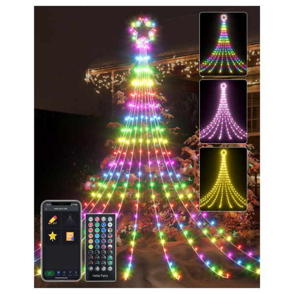 Outdoor 23' Smart RGB Star Christmas String Lights With App