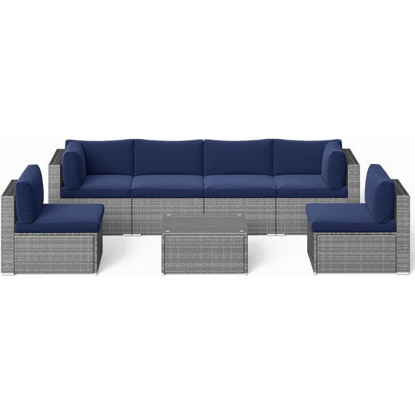 7-Piece Sunvivi Outdoor Patio PE Wicker Couch Sofa Furniture Set