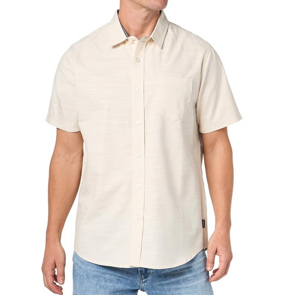Unionbay Men's Short Sleeve Slub Button Down Shirt (Sand)