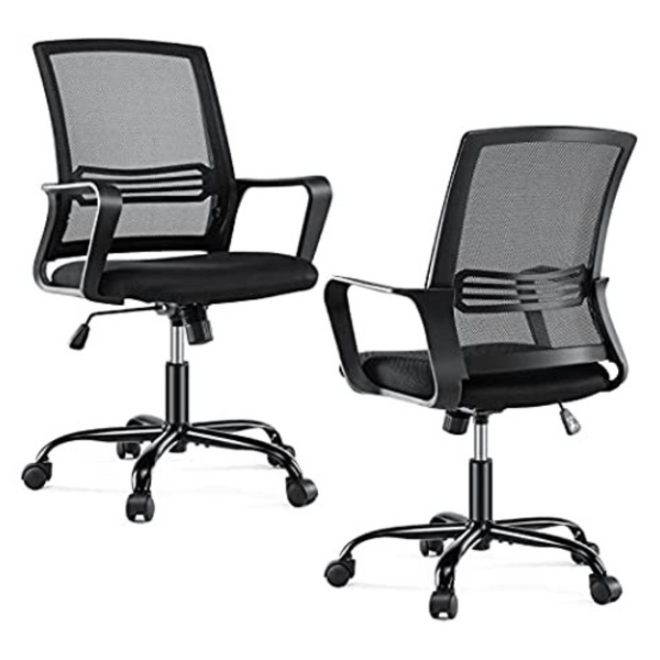 HK Mid-Back Office Chair with Wheels, Armrests
