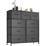 Metal Frame Dresser with 9 Fabric Drawers & Wooden Top