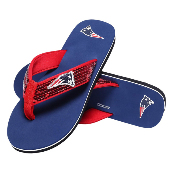 FOCO New England Patriots NFL Women's Sequin Flip Flops