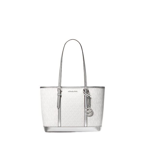 Michael Kors Women's Jet Set Travel Small Metallic Logo Top-Zip Tote Bag