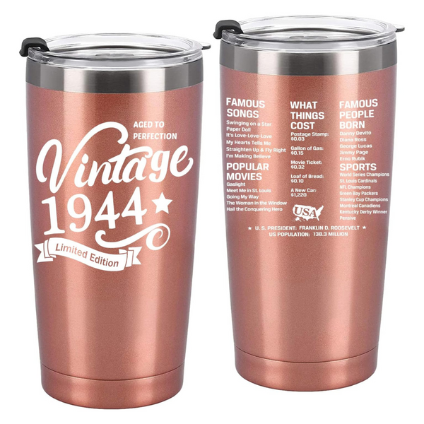 Greatingreat 1944 80th Birthday Gift Tumbler Cup, 20oz