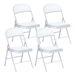 4-Pack Vebreda Vinyl Padded Seat Folding Office Chair (White)