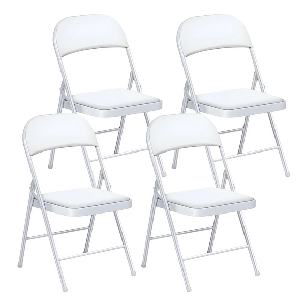 4-Pack Vebreda Vinyl Padded Seat Folding Office Chair (White)