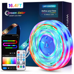 Sunlinkco RGB+IC 16.4ft Smart Bluetooth Color Changing LED Strip Lights