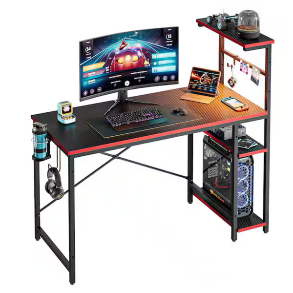 Bestier 44" Rectangular Carbon Fiber Gaming Desk With RGB LED Lights