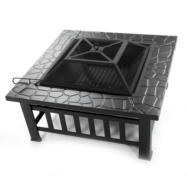 Uhomepro 32" Wood Burning Fire Pit Tables With Screen Lid