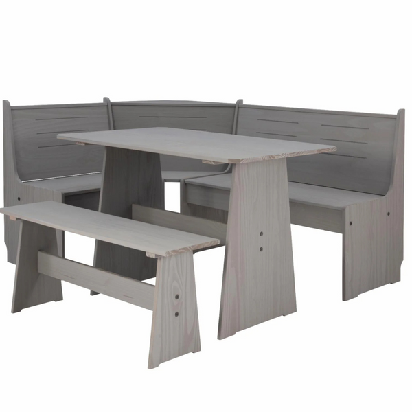 Linon Wickford Indoor Corner Dining Breakfast Nook Set With Storage, Table, And Bench, Seats 5-6
