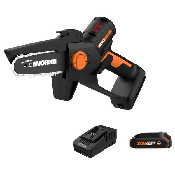 Worx Nitro 20V 5" Cordless Brushless Chainsaw w/ 2.0 Ah Battery & Charger