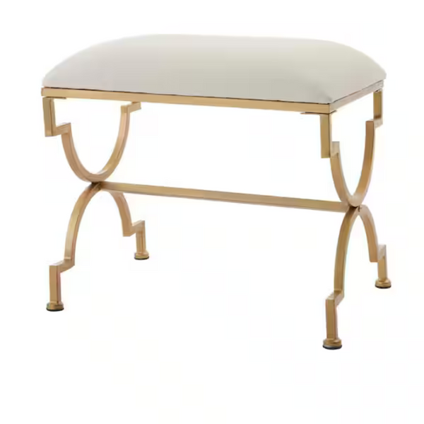 Home Decorators Collection Ivory Upholstered Metal Vanity Stool