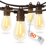 Addlon 50ft LED Outdoor String Lights With Edison Shatterproof Bulbs