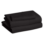 Amazon Basics Lightweight Super Soft Breathable Microfiber 3-Piece Bed Sheet Set (Twin, Black, Solid)