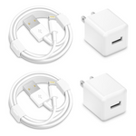 2-Pack 5W MFi Certified USB Wall Chargers Power Adapter W/ 6ft Cables
