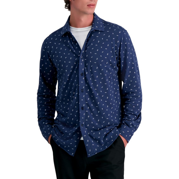 Men's Long Sleeve Printed Cotton Shirt