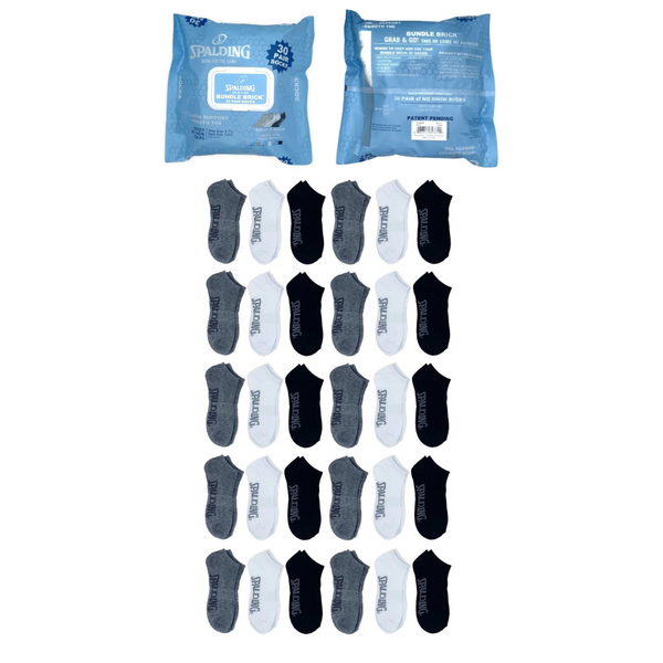30-Pack Spalding Kid's Bundle Brick No-Show Socks