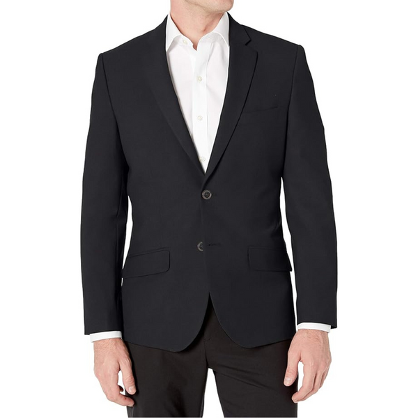 Amazon Essentials Men's Button-Front Slim-Fit Stretch Blazer (Black, 46)
