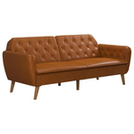 Novogratz Tallulah Memory Foam Futon, Convertible Couch, Camel Faux Leather