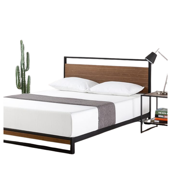 Zinus Suzanne 37" Bamboo And Metal Platform Queen Bed Frame
