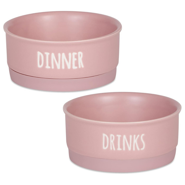 2-Count Bone Dry 4.25" x 2" Ceramic Pet Bowls