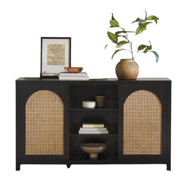 Walker Edison 2-Door Modern Rattan & Wood Sideboard