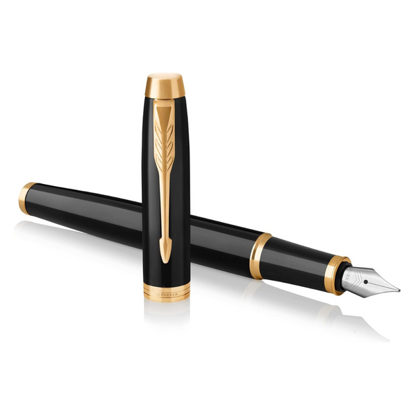 Parker IM Black Lacquer Fountain Pen With Gold Trim