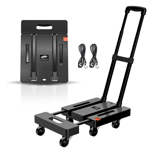 500lb Utility Dolly Platform Cart With 6 Wheels & 2 Ropes
