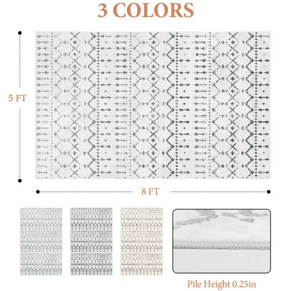 YOUPINS 5 x 8ft Large Soft Bohemian Moroccan Area Rug (Various Colors)