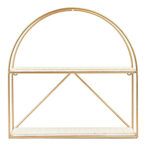 Main + Mesa Wood And Gold Crescent Wall Shelf