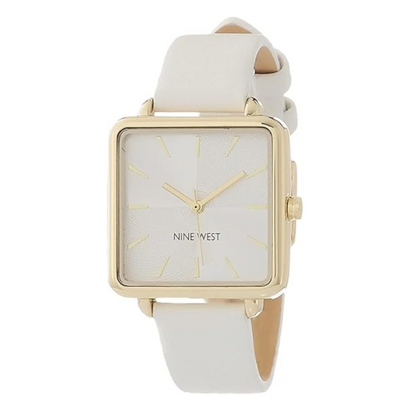 Nine West Women's Water Resistant Leather Strap With Buckle Closure Watch