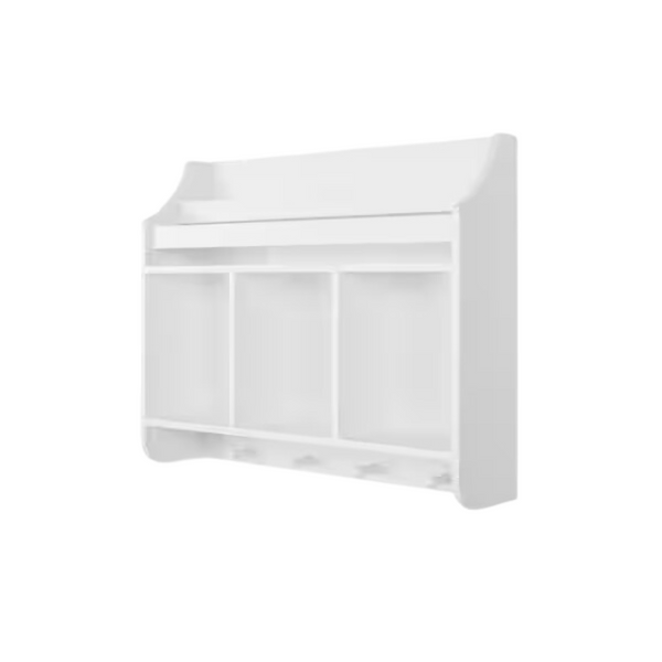 StyleWell Kids Tiered White Wood Wall Bookshelf With Hooks