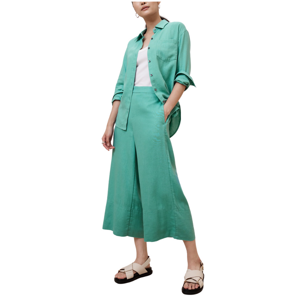 Banana Republic Women's Linen-Blend Easy Wide-Leg Cropped Pant