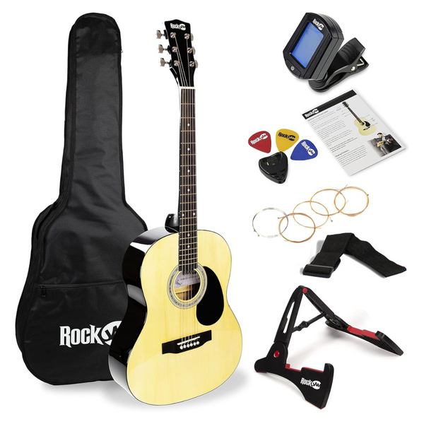 RockJam Acoustic Guitar Superkit Includes Stand, Gig Bag, Tuner, Picks, Plectrum Holder, Spare Strings & Online Lessons