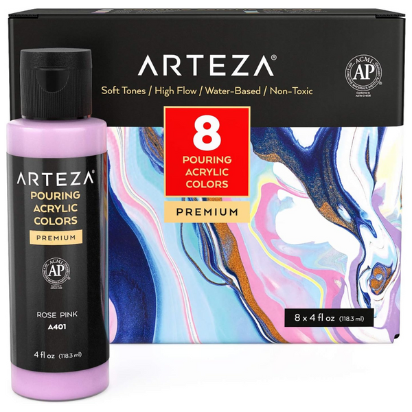 8-Pastel Colors Acrylic Pouring Paint Set, 4 Oz Bottles