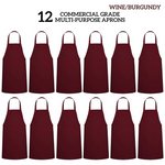 12-Pack Unisex Machine Washable Burgundy Aprons