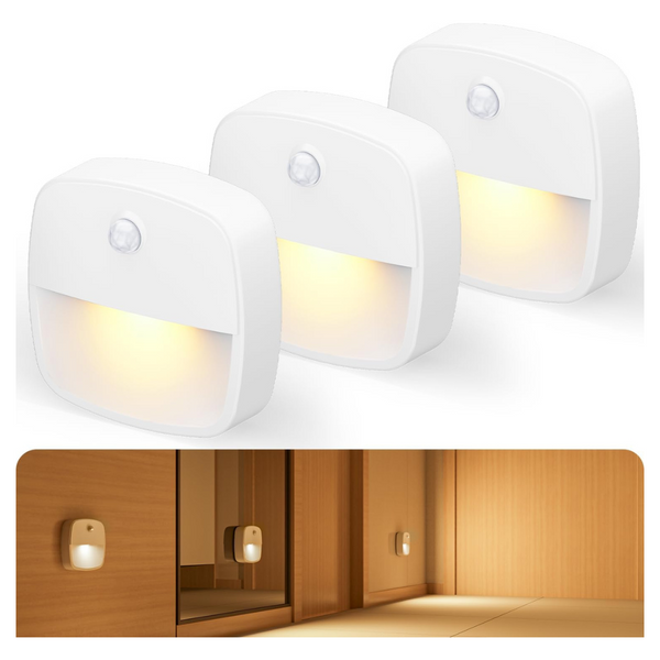 3-Pack Moartcilux Motion Sensor LED Stair Battery Under Cabinet Light