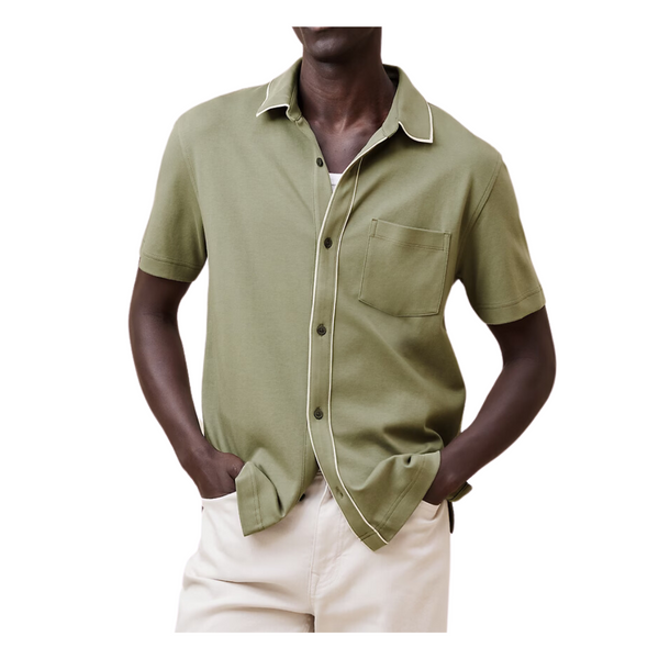 Banana Republic Men's Luxury-Touch Resort Shirt (Outdoor Green)