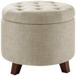 Amazon Basics Upholstered Tufted Storage Round Ottoman Footstool