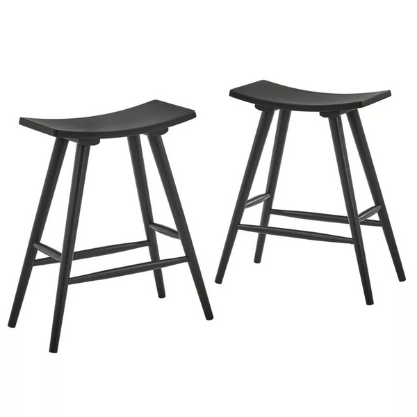 Set Of 2 Inspire Q Zayd Solid Wood Counter Height Barstools [Open Box]