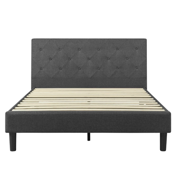 Zinus Queen Size Upholstered Diamond Stitched Platform Bed