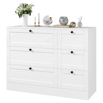 Homfa 6 Drawer Wood White Double Dresser
