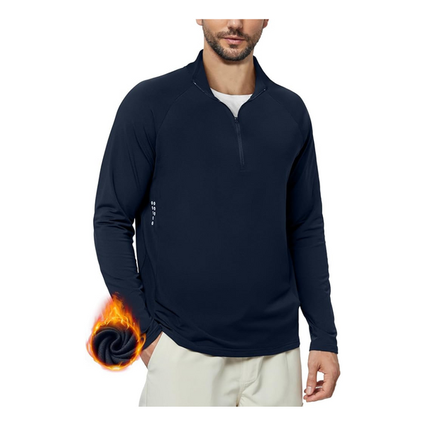 Men's Quarter Zip Long Sleeve Fleece Lined Sweatshirt