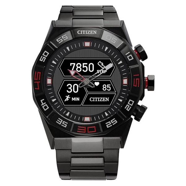 Citizen Men's CZ Hybrid Black-Tone Stainless Steel Bracelet Smart Watch
